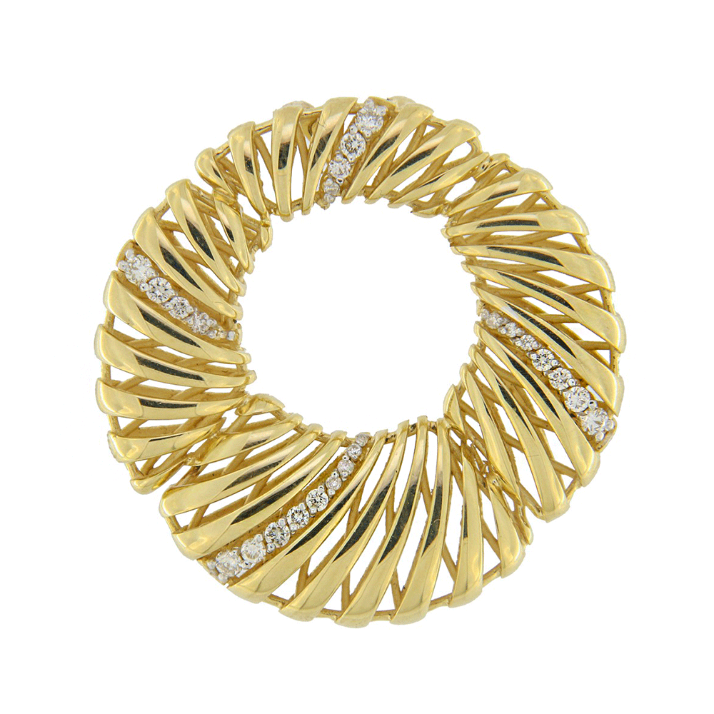 Round Pendant with Circle of Threads and Diamonds