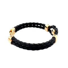 Leather Bracelet with Black Diamonds