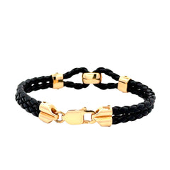 Leather Bracelet with Black Diamonds