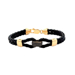 Leather Bracelet with Black Diamonds