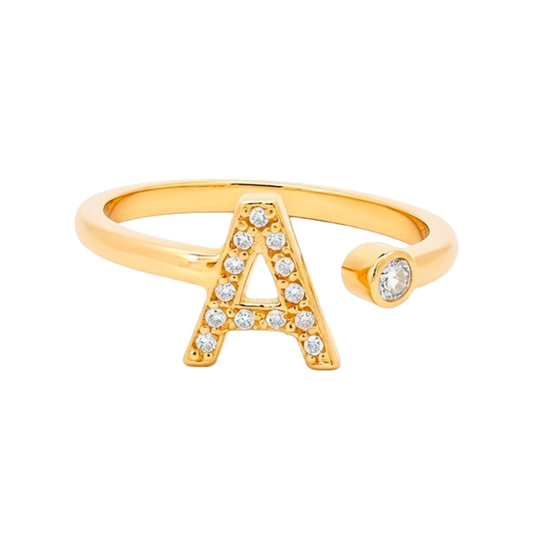 Ring with Initial A and Diamonds T17
