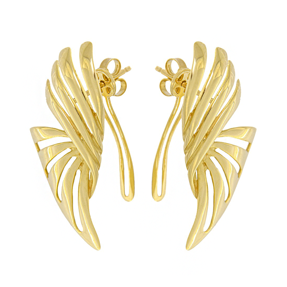 Aretes de Oro con Diseño Torcido y Modelo Calado