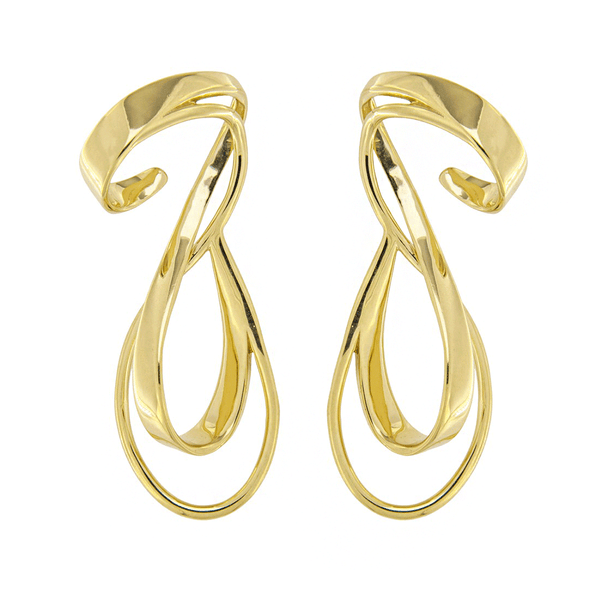 Aretes con Diseño Torcido Largo y Detalle Mate