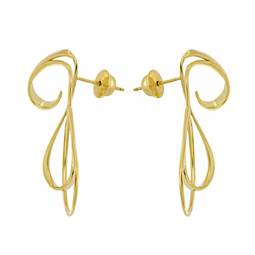Earrings with Long Twisted Design and Matte Detail