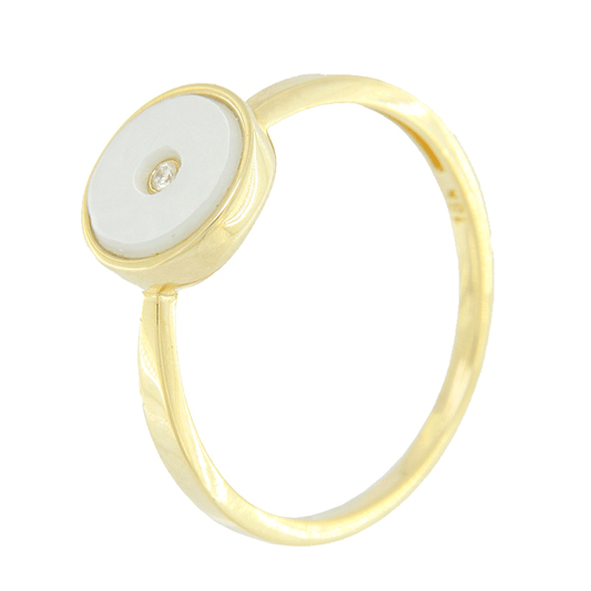 Anillo de Oro con Nácar y Diamante