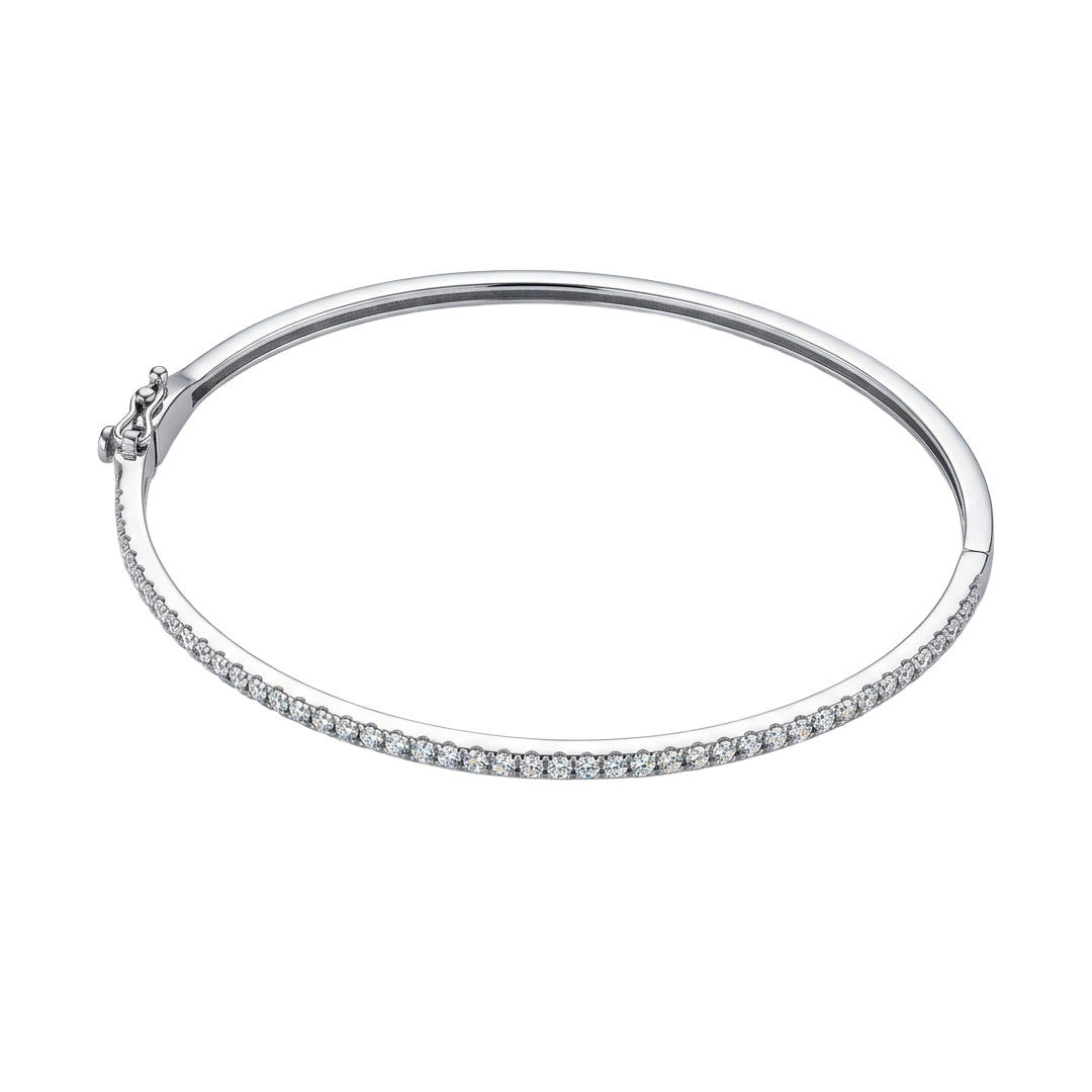 Thin White Gold Bracelet with Diamonds