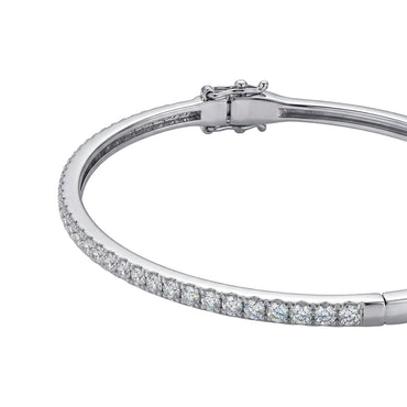 Thin White Gold Bracelet with Diamonds