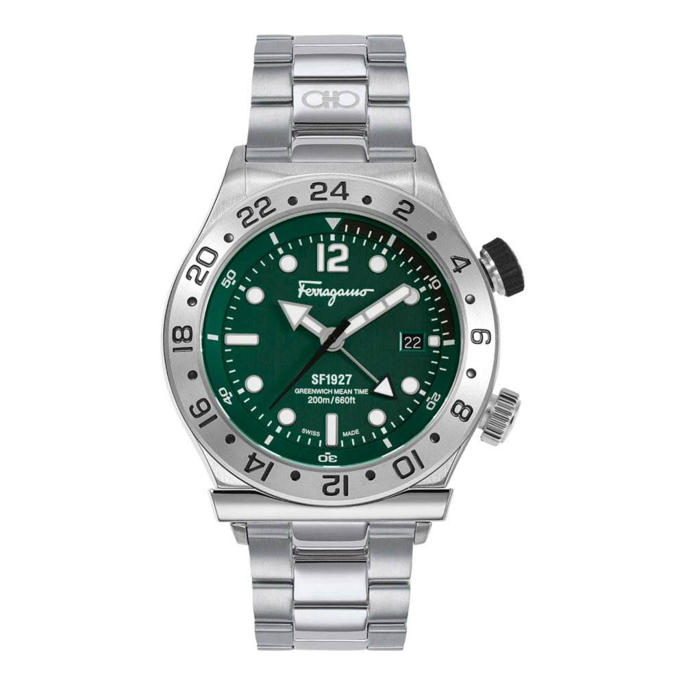 Reloj Ferragamo 1927 Plata con Esfera Verde GTM SFMZ00422