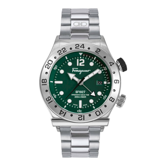 Reloj Ferragamo 1927 Plata con Esfera Verde GTM SFMZ00422