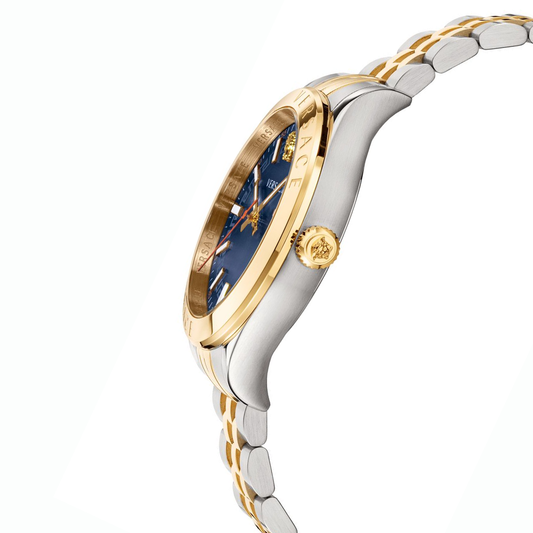 Reloj Versace Hellen Bicolor Esfera Azul VEVK00520