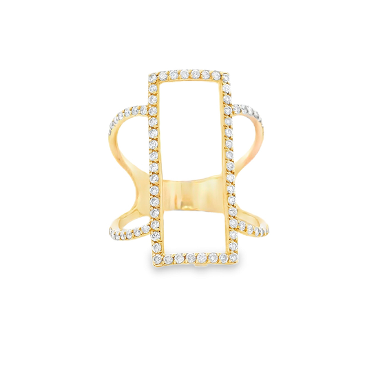 Anillo Rectangular con Diamantes Talla 18