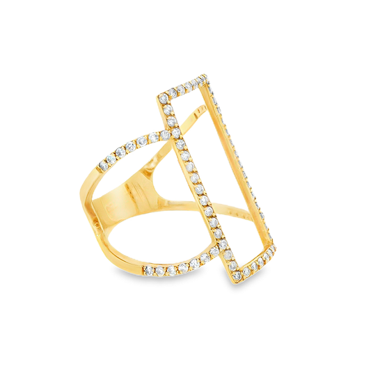 Anillo Rectangular con Diamantes Talla 18