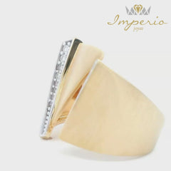 Anillo Grande Doble Traba con Diamantes