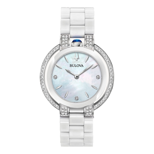 Reloj Bulova Rubaiyat Cerámica Con Diamantes 98R265